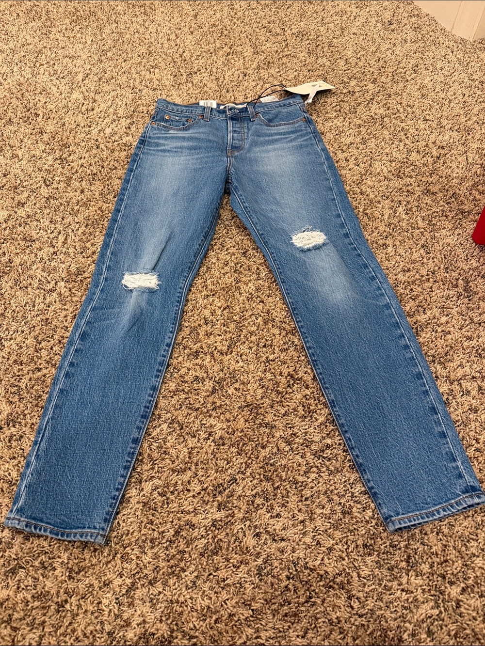 Levi's Blue Straight-Leg Distressed Women's Jeans